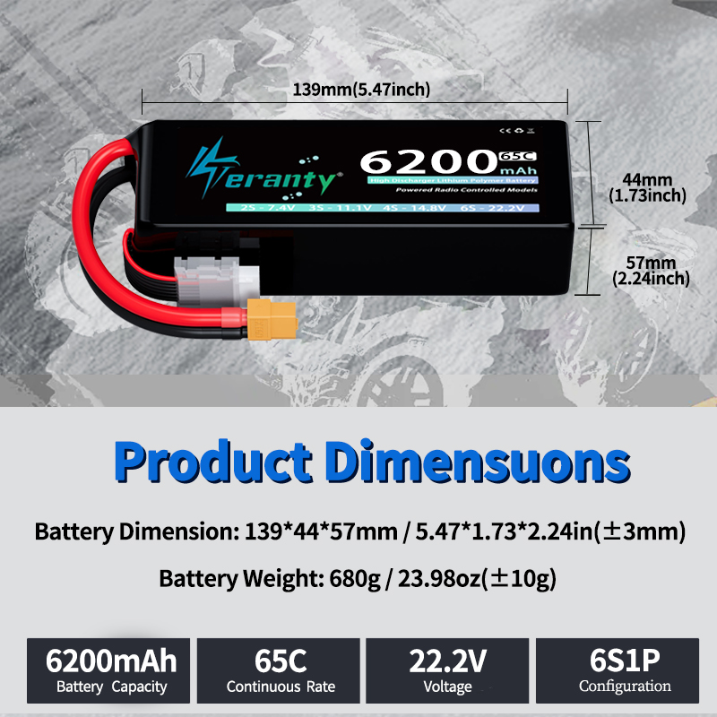 Batería Lipo TERANTY 6S de 620 - Rc Hobby Land reseña y precio